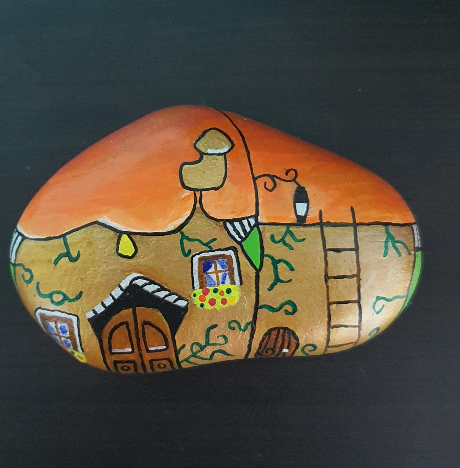 Stone painting by Nehal -Noddy's Mushroom house