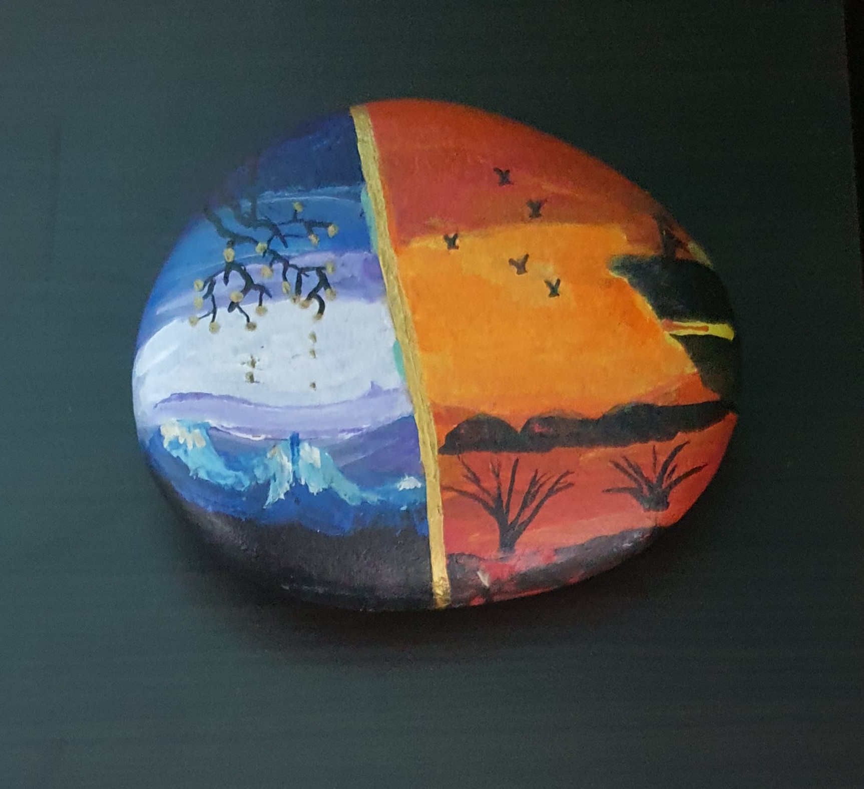 Stone painting by Nehal -Two sides of a coin