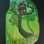 Stone painting by Nehal -Green Tree House