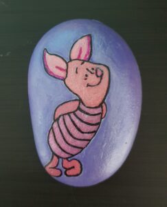 Stone painting by Nehal -Piglet-Winnie the Pooh