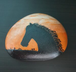 Stone painting by Nehal -Galloping Beauty