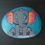Stone painting by Nehal -Naughty Baby Elephant