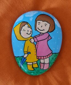 Stone painting by Nehal -brother and sister