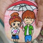 Stone painting by Nehal -love in rains