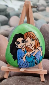Stone painting by Nehal -sisters